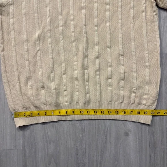 PJ Paul Jones Mens Polo Shirt Beige Textured Knit Short Sleeve Casual Golf XL - Picture 6 of 14